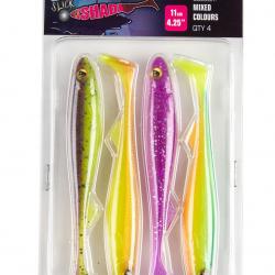 Leurre Souple Fox Rage Slick Shad Mixed Colour Pack 7cm par 5 UV Green Pumpkin / UV Sun Dance / UV P