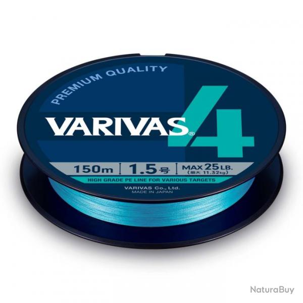 Tresse Varivas 4 WT Blue 150m 150m PE 0,6 10lb