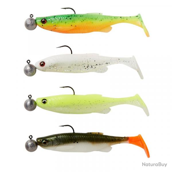 Leurre souple Savage Gear Fat Minnow T-Tail RTF 9cm 9cm #2/0 Par 4 Darkwater Mix 7g + 7,5g