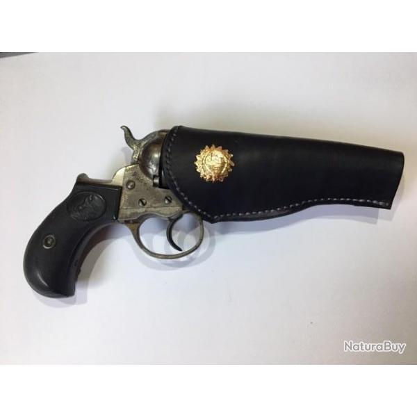 Holster CEINTURE Colt SHERIFF (Tte d'Aigle OR) cuir Noir