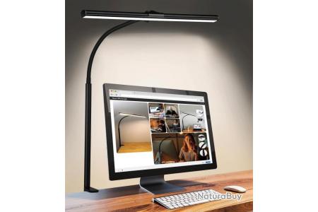 Lampe Bureau LED Tactile 10W Intensité Variable 3200K-6500K Flexible 360°  Fixation Pince NOIR