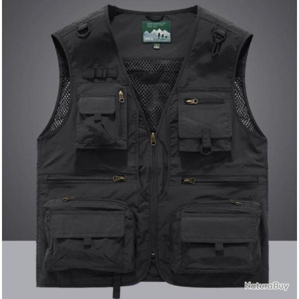 Gilet de Pche 12 poches, coloris NOIR......LIV OFFERTE