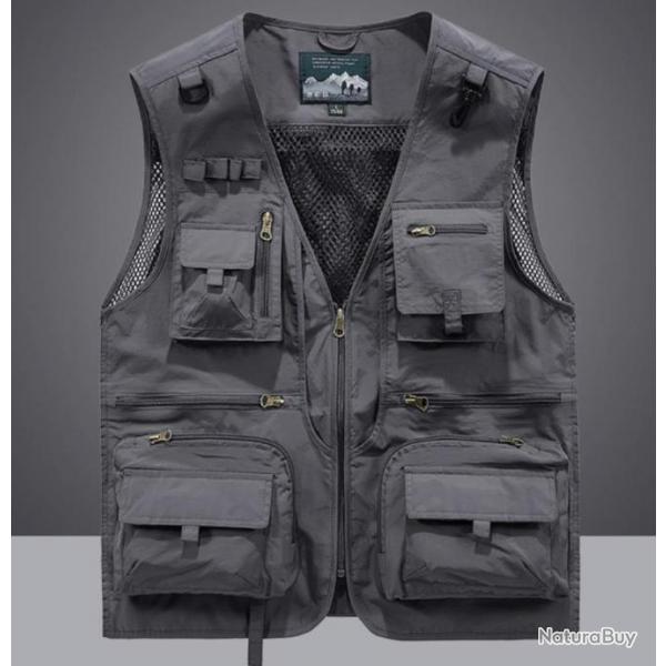 Gilet de Pche 12 poches, coloris GRIS......LIV OFFERTE