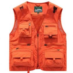 Gilet de Pêche 12 poches, coloris ORANGE......LIV OFFERTE