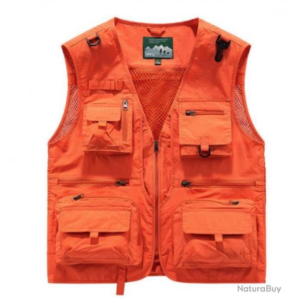 Gilet de Pche 12 poches, coloris ORANGE......LIV OFFERTE