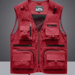Gilet de Pêche 12 poches, coloris ROUGE......LIV OFFERTE