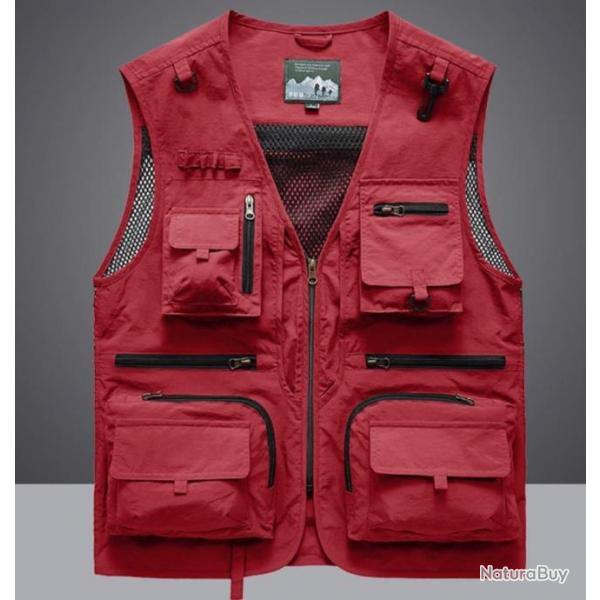 Gilet de Pche 12 poches, coloris ROUGE......LIV OFFERTE