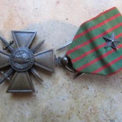 médaille croix de guerre 1914 1918  ww1 première guerre datée 1917(la + recherchée) 1 citation
