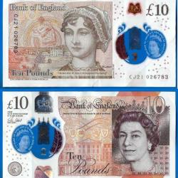 Royaume Uni 10 Pounds 2017 Polymer Pound Grande Bretagne Angleterre Uk United Kingdom Reine