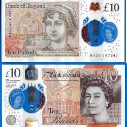 Royaume Uni 10 Pounds 2017 Billet Polymere Pound Grande Bretagne Angleterre Uk United Kingdom Reine