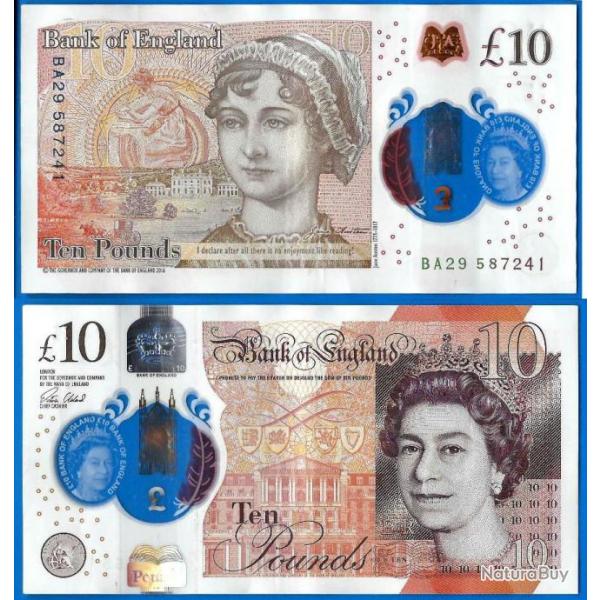 Royaume Uni 10 Pounds 2017 Billet Polymere Pound Grande Bretagne Angleterre Uk United Kingdom Reine