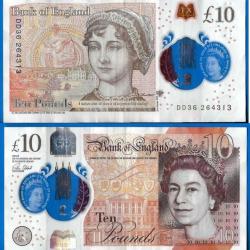 Royaume Uni 10 Pounds 2017 Billet Polymere Pound Grande Bretagne Angleterre Uk Reine Elizabeth 2