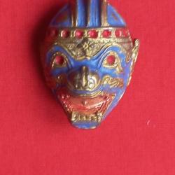 Superbe ancien pendentif  masque  divinité tibétaine