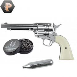 Revolver Colt SA Army 45 5.5'' CO2 cal 4.5mm Nickel plated + plombs + capsules