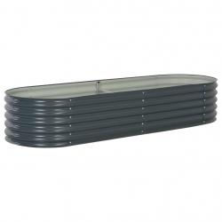 Jardinière lit surélevé plantes fleurs jardin 240 x 80 x 44 cm acier galvanisé gris 02_0001021