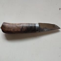 Petit couteau fixe artisanal de Pierre Lebrun + étui sur mesure Abzaroke
