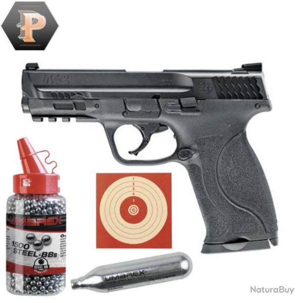 Pistolet Smith&Wesson M&P9 M2.0 CO2 cal BB/4.5 + 1500BB + cibles + capsules