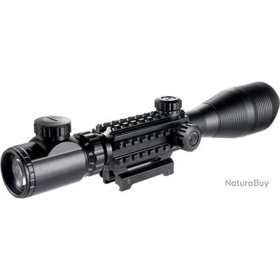 IRON JIA'S 4-12X50 Airsoft Tactique Optique Lunettes de visée Rouge Vert Double Lumineux w/Side Rails & Mont Chasse (6-24X50