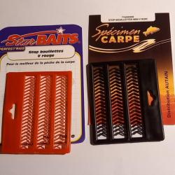 Lot de 2 Plaques de stop bouillettes carpe MINI-V  AUTAIN autain, rouge et noire