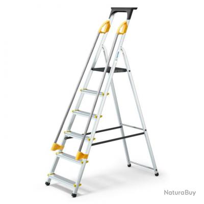 Escabeau 5 marches Mondelin Pro hauteur accès 310cm en aluminium avec  double rampe d'accès large