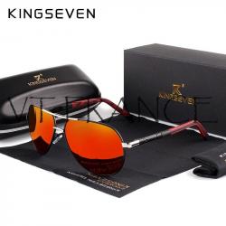 KINGSEVEN Lunettes Soleil Polarisee Aviateur, Couleur: Silver/Red