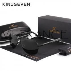 KINGSEVEN Lunettes Soleil Polarisee Aviateur, Couleur: Black/Gray