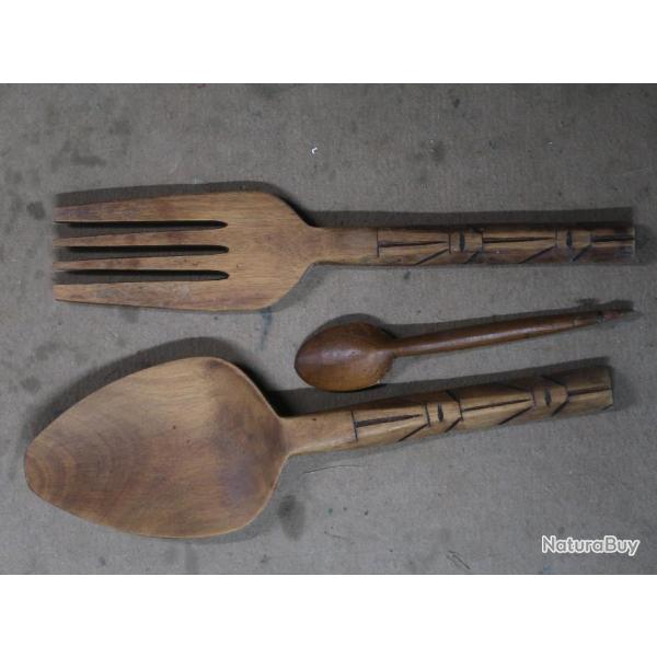 Cuillere et fourchette en bois pour grande gueule deco amusante gadget ustensile de cuisine