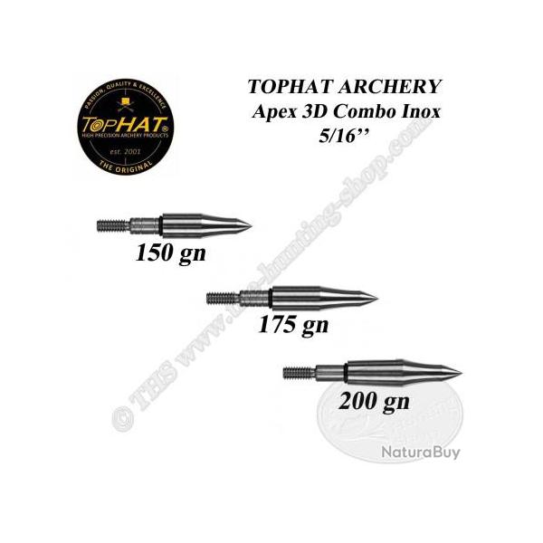 TOPHAT ARCHERY Pointes d'entrainement  visser Apex 3D Combo lourdes 5/16" en acier inoxidable 150 -