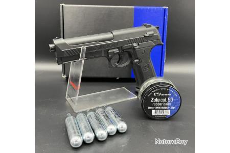 Pack Pistolet de défense ultra puissant LTL Alfa calibre 50 + 5X CO2 +  Munitions X50 - Armes à balles caoutchouc de catégorie D (10170023)