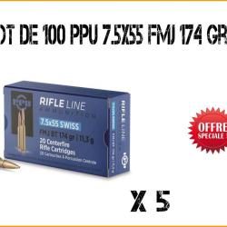 100 Munitions PARTIZAN PPU 7.5x55 11.3gr FMJ 