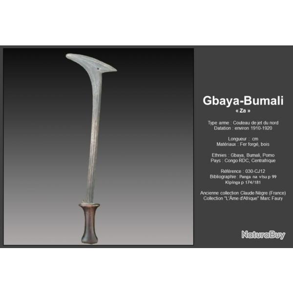 magnifique couteau de jet Gbaya-Bumali afrique