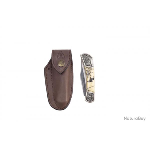 Couteau pliant dcor bcasse avec gaine (tui) idal pour les chasseurs becassiers