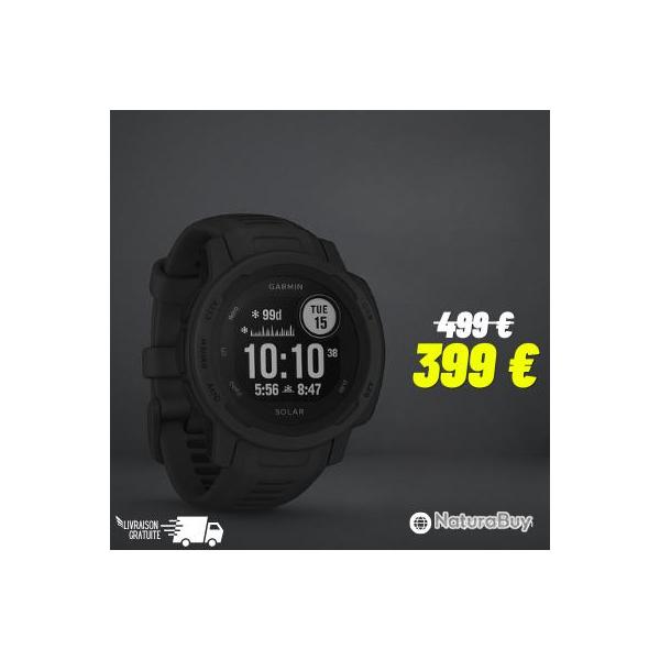Garmin Instinct 2 Solar Noire compatible avec les centrales ALPHA