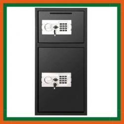 Coffre-fort électronique avec 2 compartiments - Claviers numériques - Verrouillage magnétique - Noir