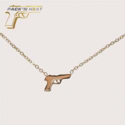 COLLIER FEMME PISTOLET PLAQUE OR ROSE