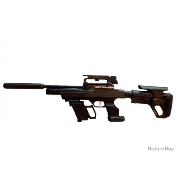 Pistolet PCP KRAL Puncher NP-01-AR15-CHAR + MODRATEUR SON Cal. 6,35 mm ,19,9 joules