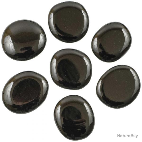 Galet plat obsidienne noire - A l'unit