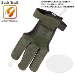 BUCK TRAIL Gant de tir traditionnel FOREST en cuir pleine fleur avec bouts des doigts renforcés XS