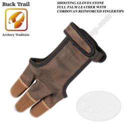 BUCK TRAIL Gant de tir traditionnel STONE en cuir avec bouts des doigts renforcés en cordovan XS