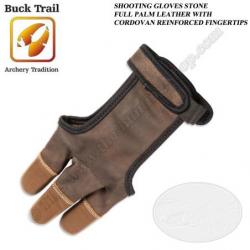 BUCK TRAIL Gant de tir traditionnel STONE en cuir avec bouts des doigts renforcés en cordovan XS