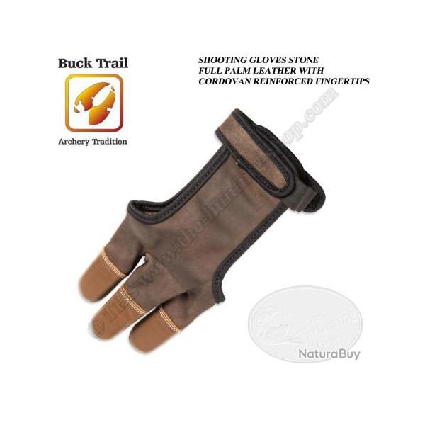 BUCK TRAIL Gant de tir traditionnel STONE en cuir avec bouts des doigts renforcs en cordovan XS