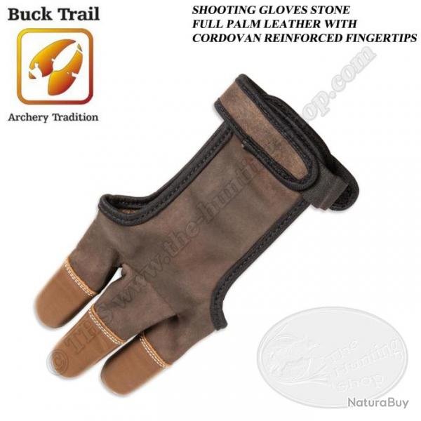 BUCK TRAIL Gant de tir traditionnel STONE en cuir avec bouts des doigts renforcs en cordovan XL