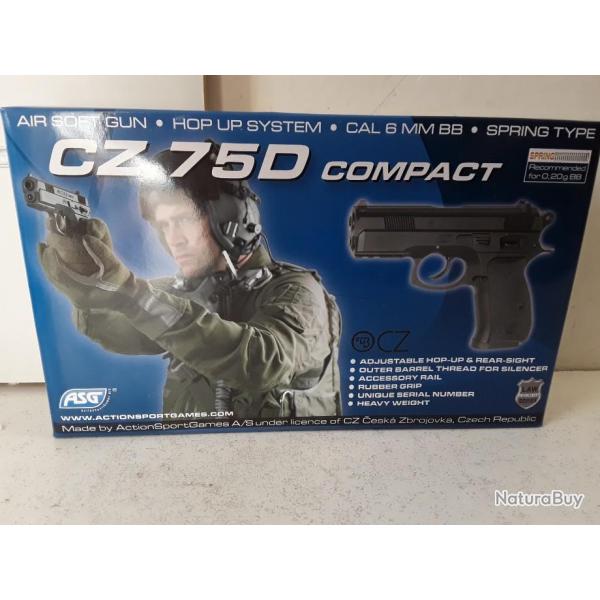 9413 AIRSOFT PISTOLET ASG CZ 75D COMPACT SPRING NEUF