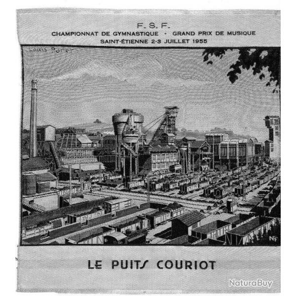 Le Puits Couriot  Saint-Etienne-  Affiche tisse sur soie
