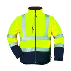 Veste Coverguard Softshell taille XL jaune/marine haute visibilité manches amovibles avec bandes rét