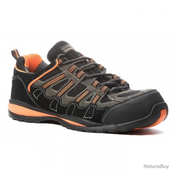 Chaussures de scurit Coverguard Helvite S1P noir orange cuir velours