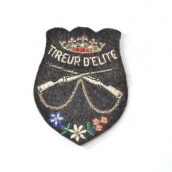 Insigne patch brodé fantaisie Armée Française, années 1950 - 1970. Tireur d'Elite