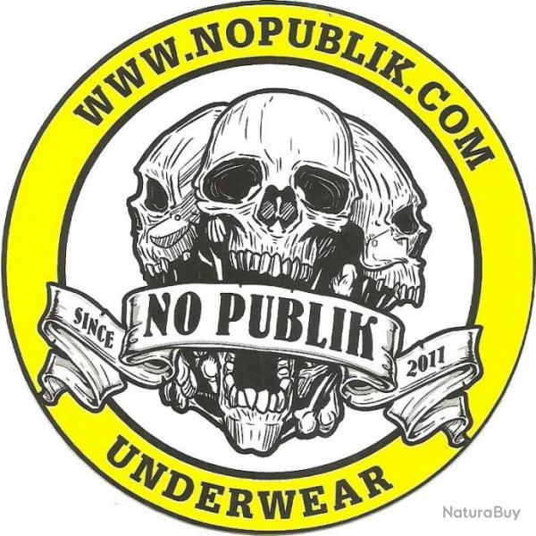 STICKER AUTOCOLLANT NO PUBLIK UNDERWEAR TTE de MORT SQUELETTE