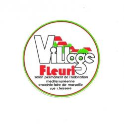 STICKER AUTOCOLLANT ROND " VILLAGE FLEURI "