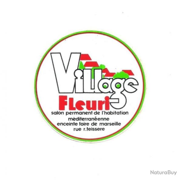 STICKER AUTOCOLLANT ROND " VILLAGE FLEURI "